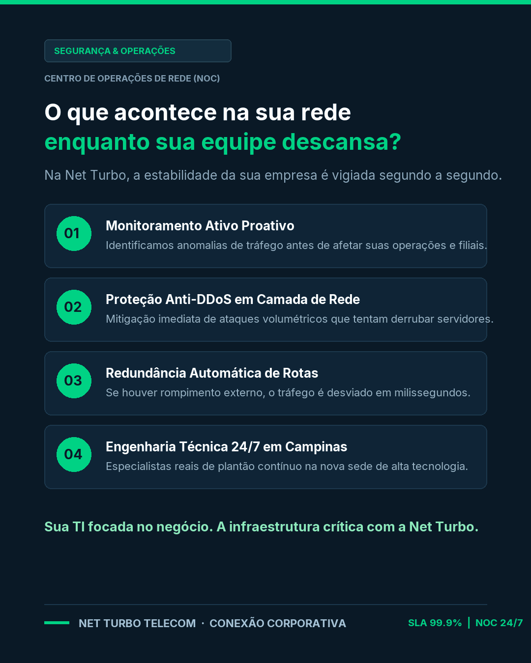 NOC e SOC 24/7: Sua rede protegida e monitorada enquanto sua equipe descansa